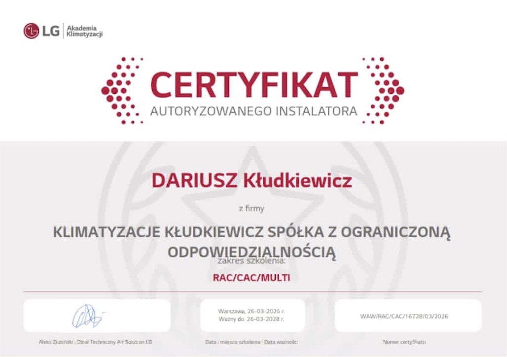 certyfikat LG 2026